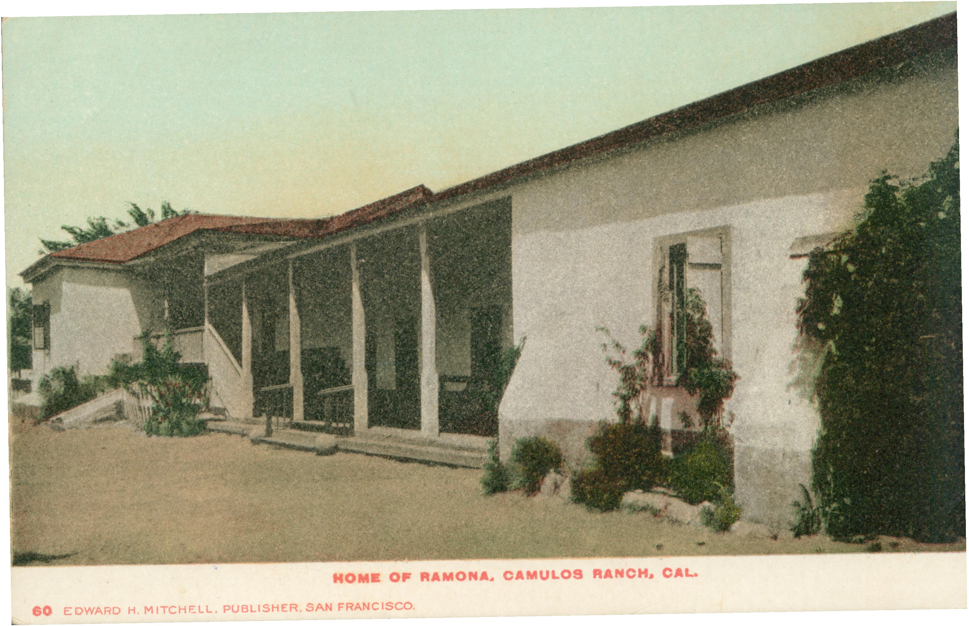Shows the exterior of the Camulos Rancho